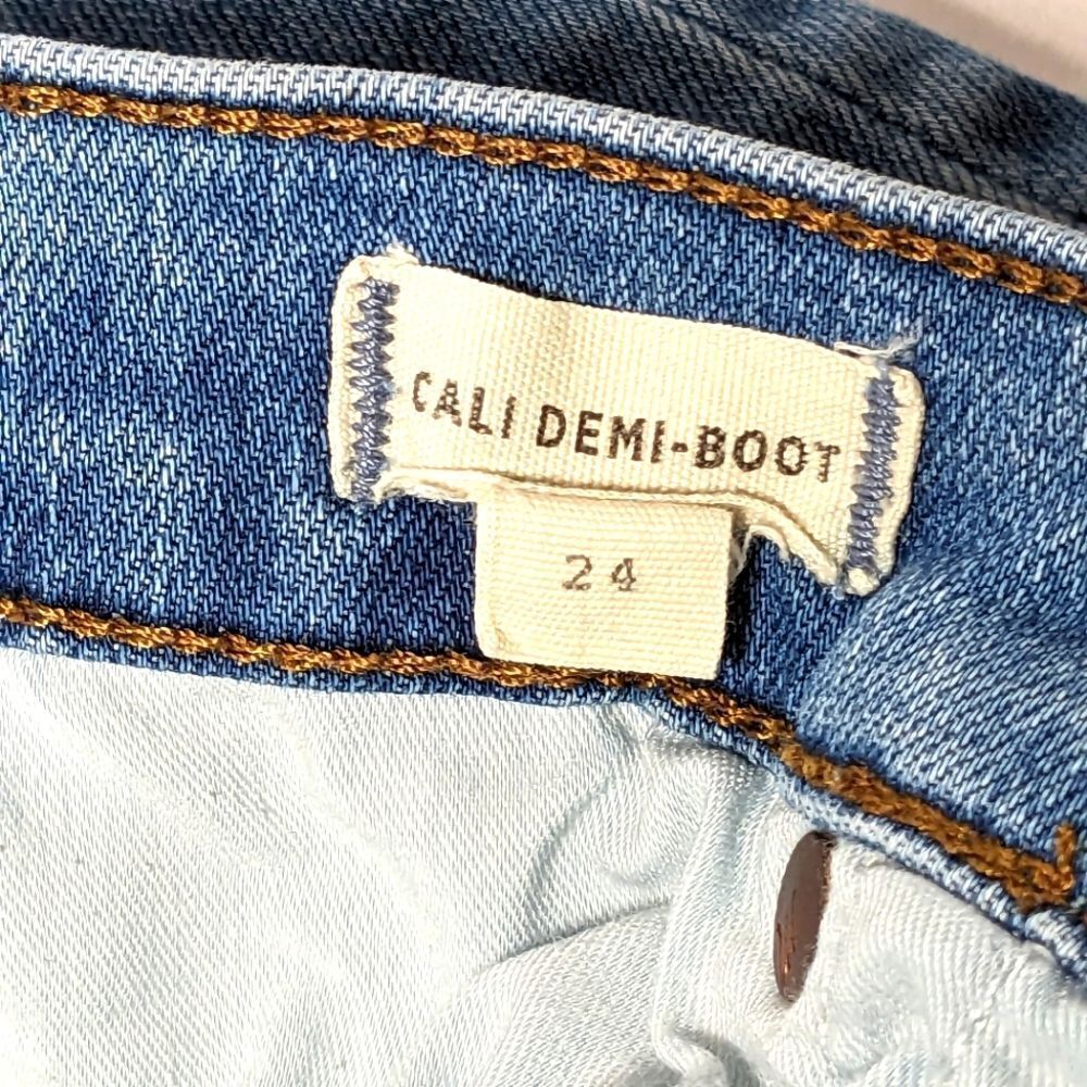 Madewell Cali Denim-Boot 4 Button Fly Jeans With Distressing Size 24 - Picture 10 of 14